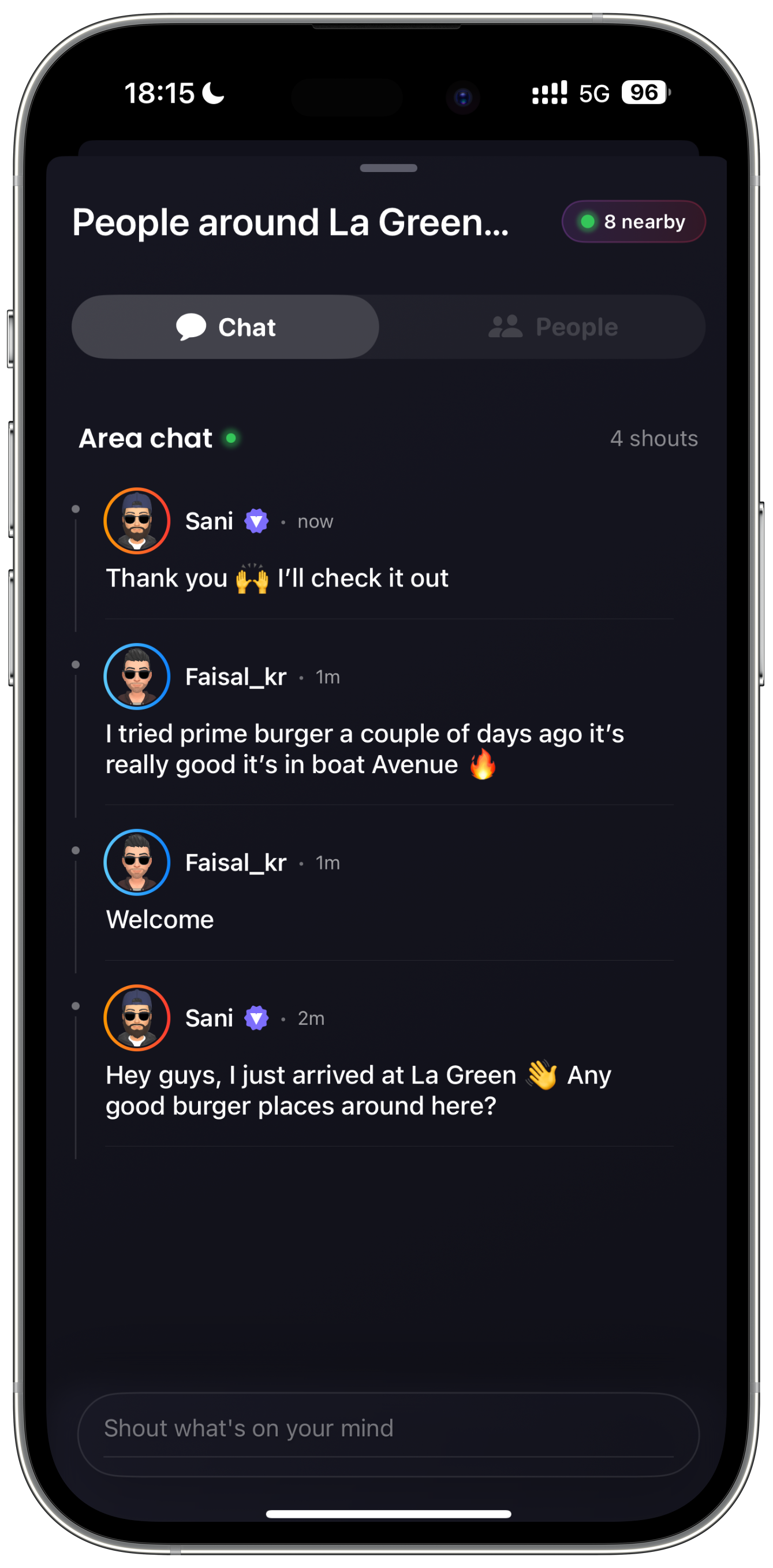 VYBZ app Chat View showing conversations